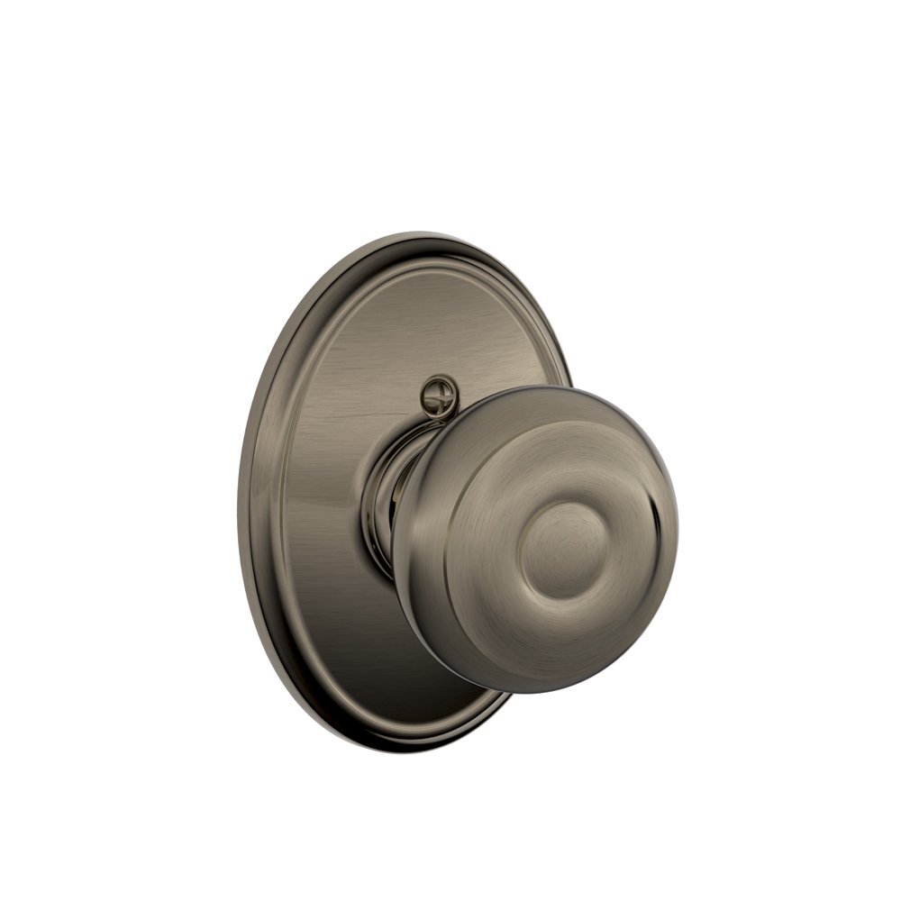 SCHLAGE Georgian Knob with Wakefield Trim Non-Turning Lock, Antique Pewter (F170 GEO 620 WKF)