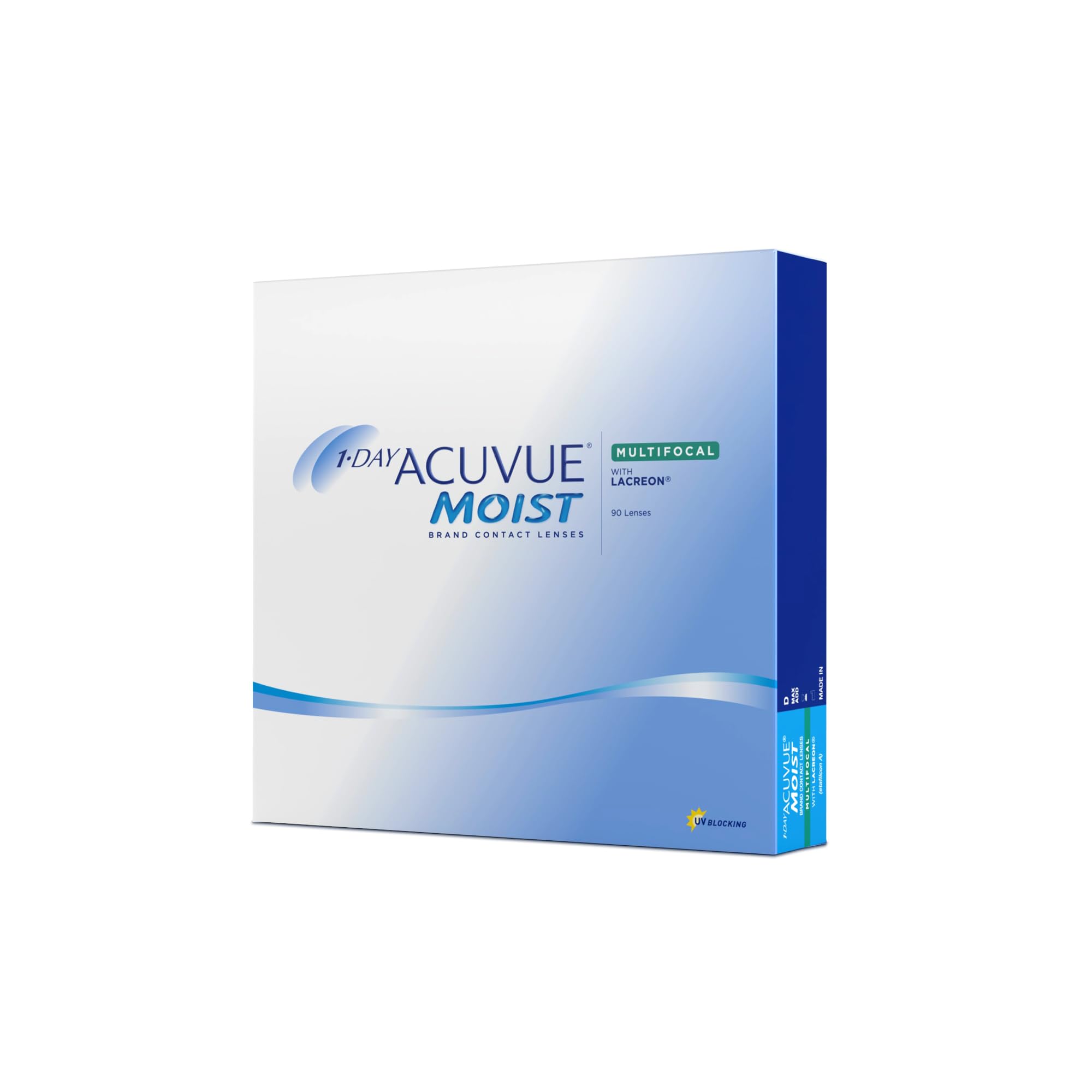 ACUVUE MOIST 1-DAY Multifocal Tageskontaktlinsen spenden Feuchtigkeit – Tageskontaktlinsen mit -9.00 dpt, Add. Hoch und BC 8.4 – UV Schutz & Komfortables Tragegefühl – 90 Linsen