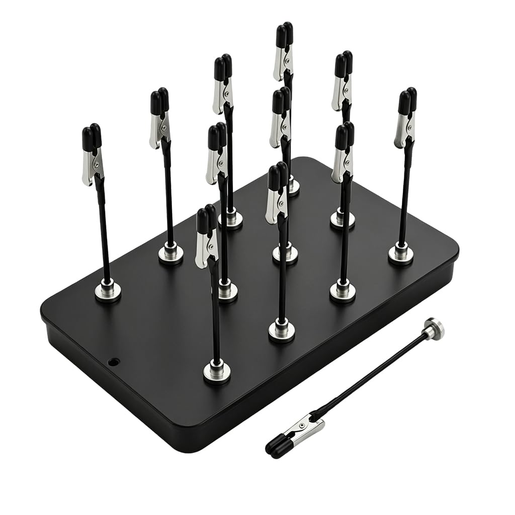 12PCS Lethra Model Painting Stand Base Holder, Airbrush Holder with Magnetic Bendable Alligator Clip Sticks and Rubber Tips, Model Making Tool for Miniatures, Gundam, Hobby DIY Painting and Airbrushin