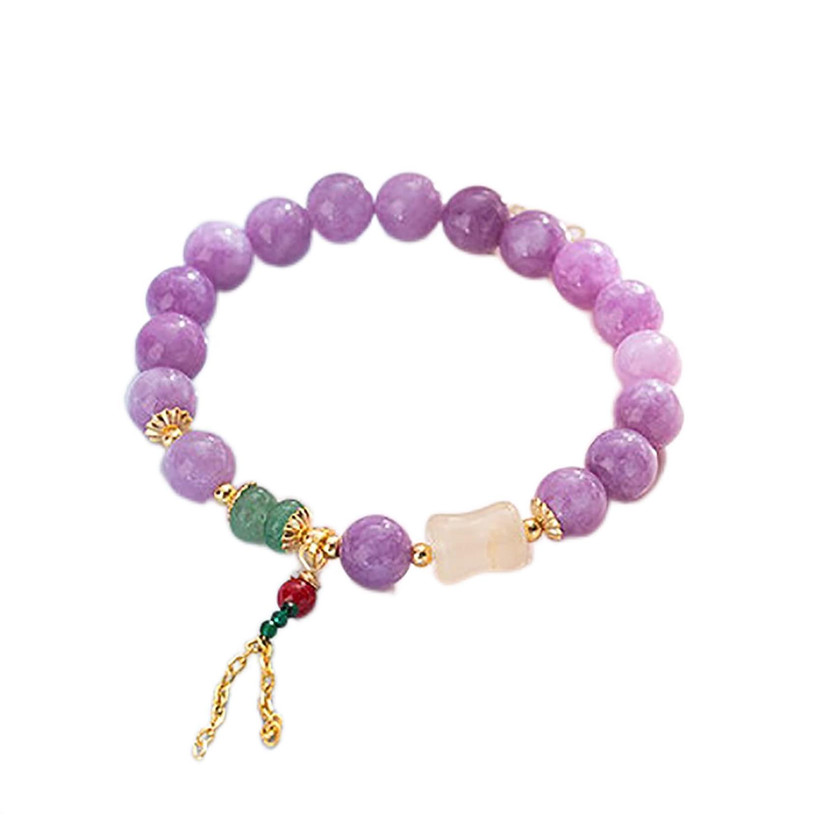YNIYUJKL Beaded Bracelets Feng Shui Wealth Bracelet Lavender Jade Crystal Bracelet Prosperity Love Money Longevity