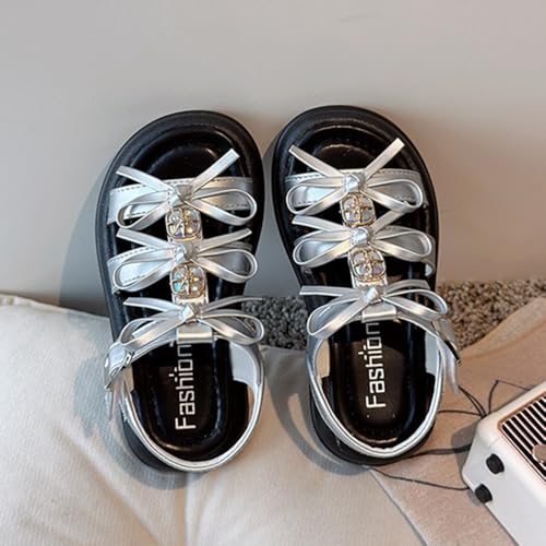 Toddler Little Girls Bow Gladiator Sandals Open Toe Summer Flats Dress Sandals Shoes with Comfy Soft Insole Non Slip Beach Shoe3
