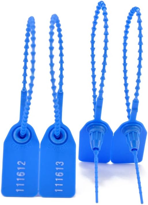 100Pcs Plastic Tamper Shipping Seals Pull-Tite Security Seal Signage Numbered Fire Extinguisher Tags Zip Ties Labels Disposable Self Locking for Logistics, Luggage,Transport (Blue, 100pcs) - Image 3