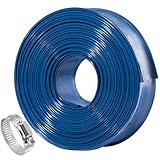 ZY-hosetube Pool Backwash Hose 1 1/2 inch × 50 ft Thicken Blue Water Discharge Pipe Lay Flat Tubing Hose for Backwash Pool Filter, Drain Pool Pond Water (1.5in-50ft, Vinyl Tubing)