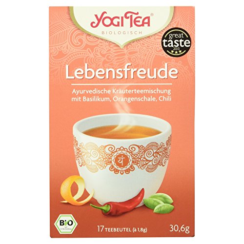 Yogi Tea Bio Lebensfreude, Basilikum, Orangenschale und Chili, 30,6 g