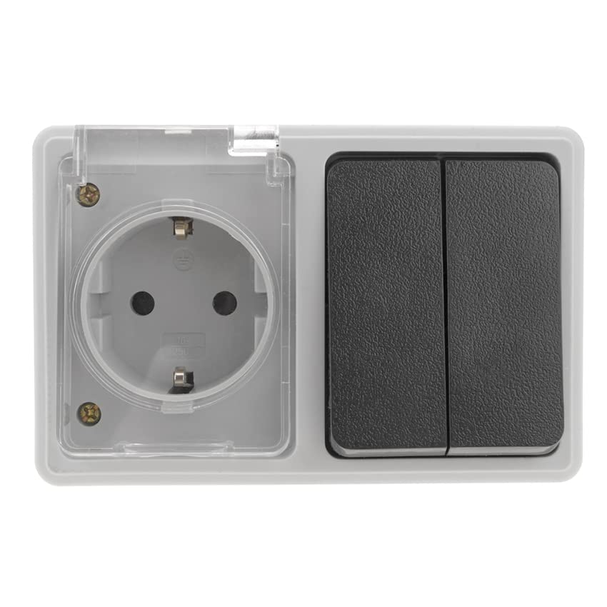 Base Schuko con doble interruptor estanco: la solución perfecta para un control seguro y eficiente de tus dispositivos eléctricos, diseñada para resistir condiciones adversas.