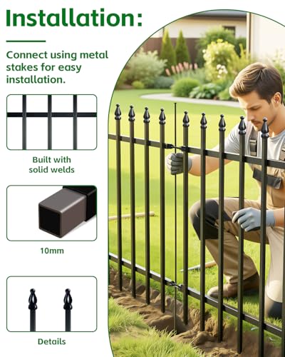 ARIFARO Dekorative Metall Gartenzaun 81cm hoch x 61cm breit 5 Pack, Tier Barriere für Hund Haustier, Grenze Gartenzaun für Outdoor Patio Rasen Hof Blumenbeet