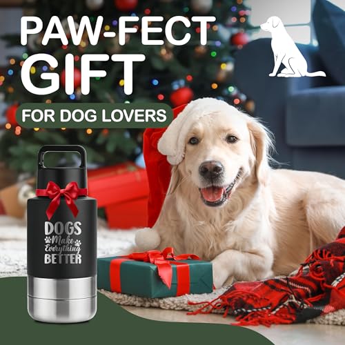 KEWIXY Insulated Dog Travel Water Bottle With Detachable Bowls, Ideal Gifts for Dog Lovers, Portable Water Bottle Dispenser, For Walking, Hiking, Camping, Outdoor (Black:Dogs Better, 32 Oz) - Image 3