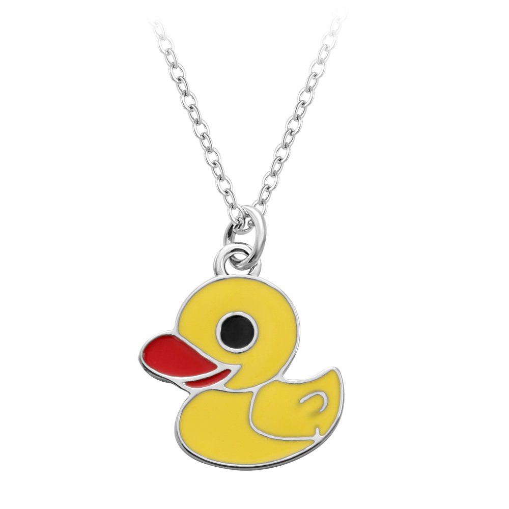 The Latest Fashion Small Duck Animal Pendant Necklaces for Women Yellow Color