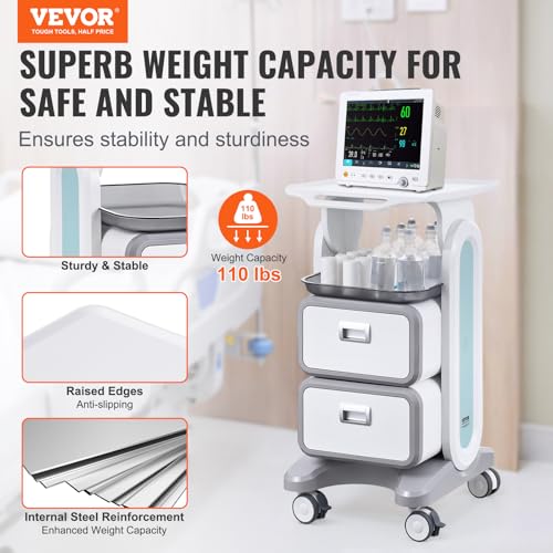 Vevor FY-1T2C Medical Trolley Cart With 2 Drawers thumb #1