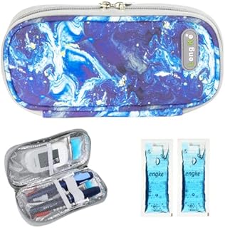 YOUSHARES Insulin Cooler Travel Case - Portable Medication Insulated Diabetic Travel case for Insulin Pen and Diabetic Supplies with 2 TSA Approved Cooler Ice Pack (Quicksand Blue)