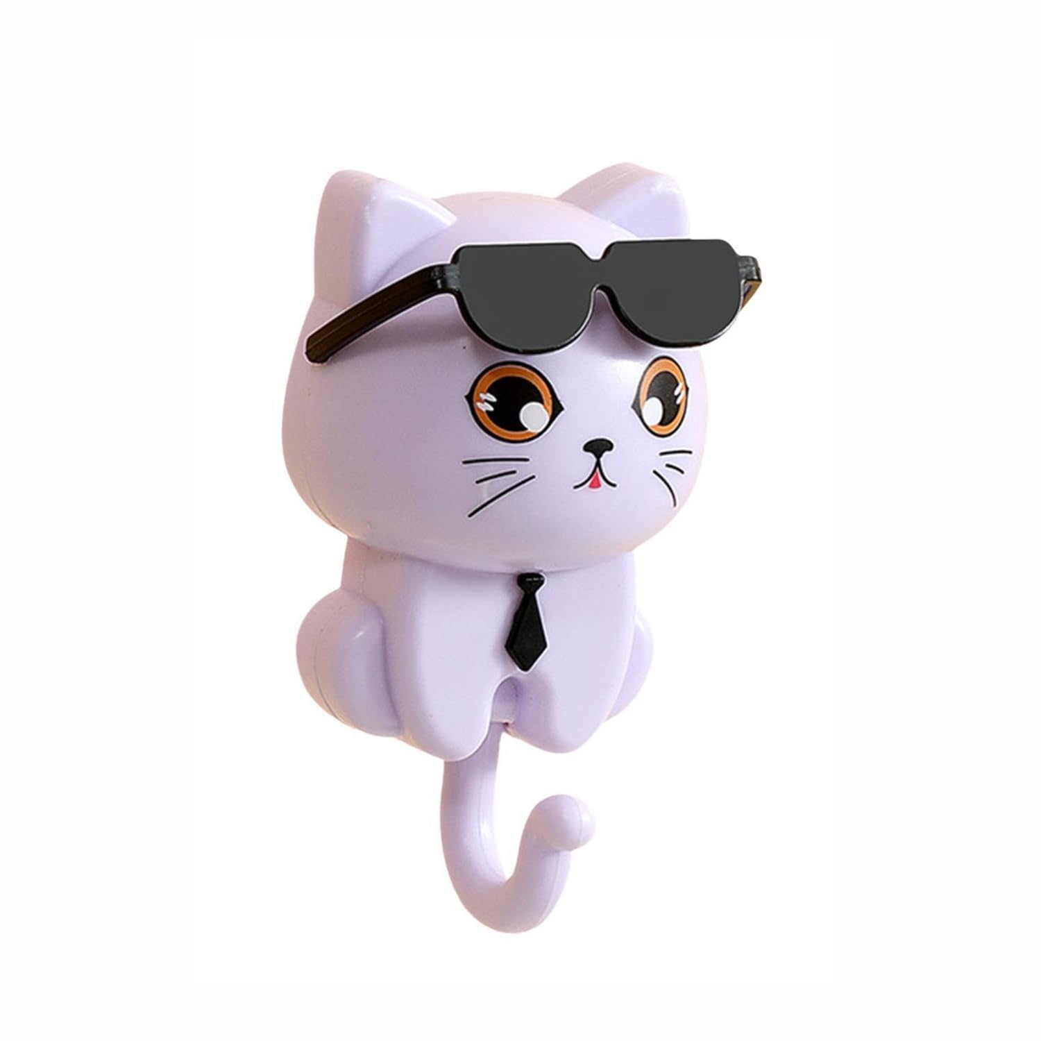 Cool Cat Wall Hooks for Kids – Adhesive Cartoon Animal Hook for Keys, Bags, Towels – Sunglasses Cat Design – No Drill – 8.5cm x 4.5cm (Random Colour)-image-14