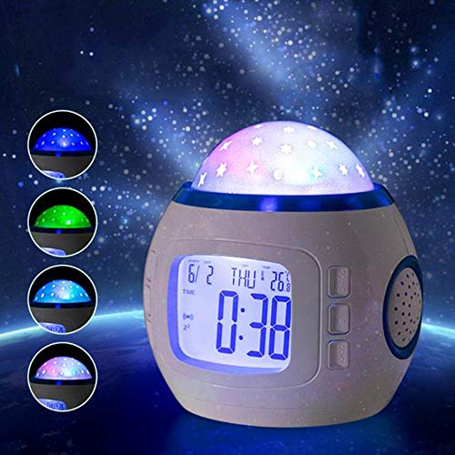 Sternenhimmel-Projektor-Licht, Smart-Nachtlicht-Atmosphären-Lampe, mit Bluetooth-Lautsprechern, Snooze-Funktion Wecker Wake Up Licht