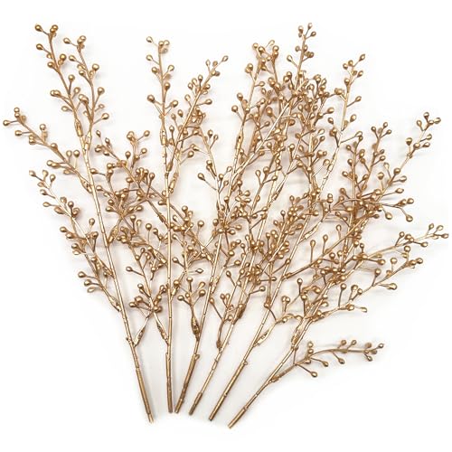 Artificial Golden Berry Stem Decorations, Fake...