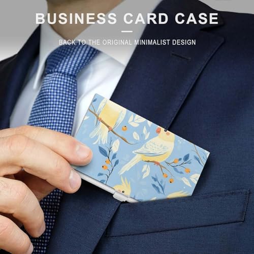 Cockatiels Birds Perched On Branches Business Card Holder Slim Credit Case Pocket Name Case Wallet for Men Women3