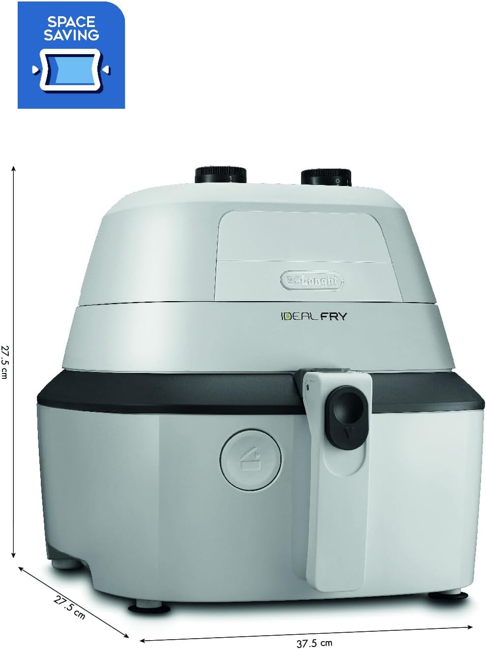DeLonghi FH2101.W IDEALFRY Friggitrice ad Aria Calda, Capacità 1Kg, Frittura Leggera e Sana, Pannello di Controllo Manuale, Vasca Removibile da 3,9L, Pratico Coperchio e Timer Regolabile, Bianco
