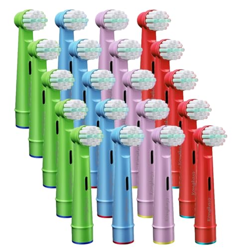 Chiinet 20 cabezales de cepillo de dientes para niños compatibles con la mayoría de cepillos de dientes eléctricos Braun Oral B Kids, recambios de cabezales de cepillo de dientes para niños Oralb