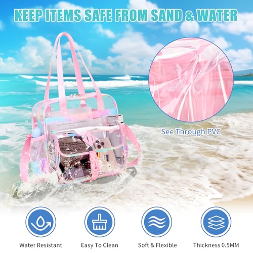 Image of MOONBABY Clear Bag for Stadium Events, Clear Transparent Tote Bag with Detachable Strap for Sports, Concert, Work,Travel