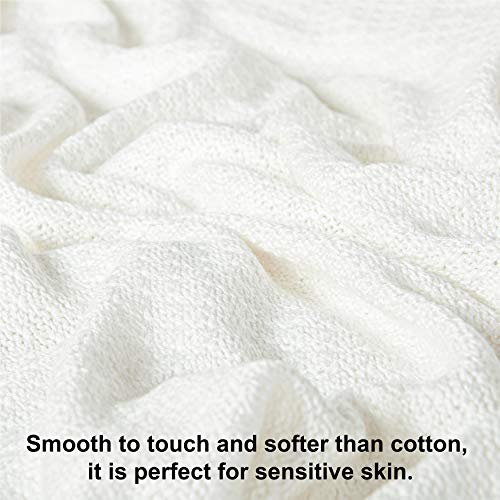 Image of NTBAY Rayon Derived from Bamboo Knit Throw Blanket, 51 x 67, White