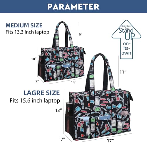 Image of Nurse Bags for Work Nursing Bag Multiple Pockets Waterproof Organizing Zip Top Clinical Bag for Nursing Students Home Health