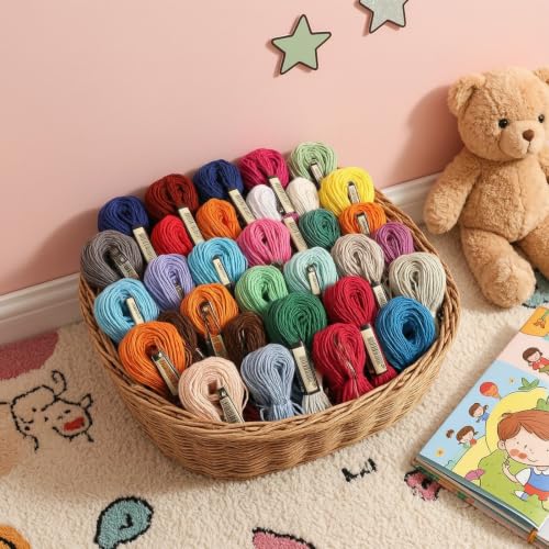 Image of Friendship Bracelet String 50 Color 8.7 Yard Darning Yarn Embroidery Thread | Long Soft Embroidery Floss Kit for Bracelet Making Cross Stitch Crochet DIY Crafts Hair Wrap Thread Repair Socks