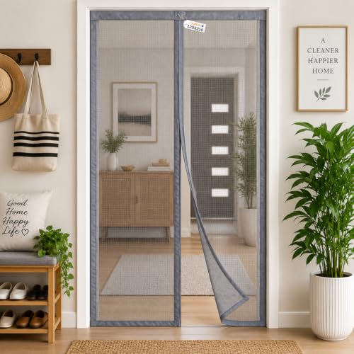 Image of Royalkart 120x210cm Grey | Magnetic Mosquito Net for Door | Fiberglass Screen Curtain with 34 Magnets | Auto-Closing Mesh to Keep Mosquitoes Out