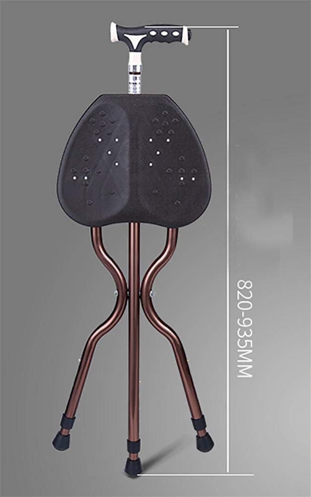 Bastón Plegable, Ligero, de Altura Ajustable, Asiento, bastón, Taburete de Descanso de Pesca portátil con luz Led para Personas Mayores, muletas
