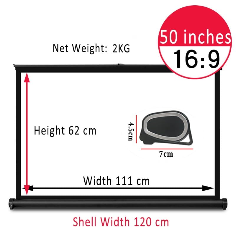 Pantalla manual portátil para proyector 50'' 16:9 miniatura 2