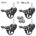 MySit 4pcs Stem Casters M8x25 with Brake Lock | 2 Inch Heavy Duty PU Rubber Swivel Caster Wheel Shopping Trolley - Threaded Stem Bolt with Nuts