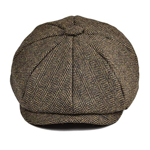 image for JANGOUL Boys Vintage Newsboy Cap Tweed Flat Beret Cabbie Hat for Kids 