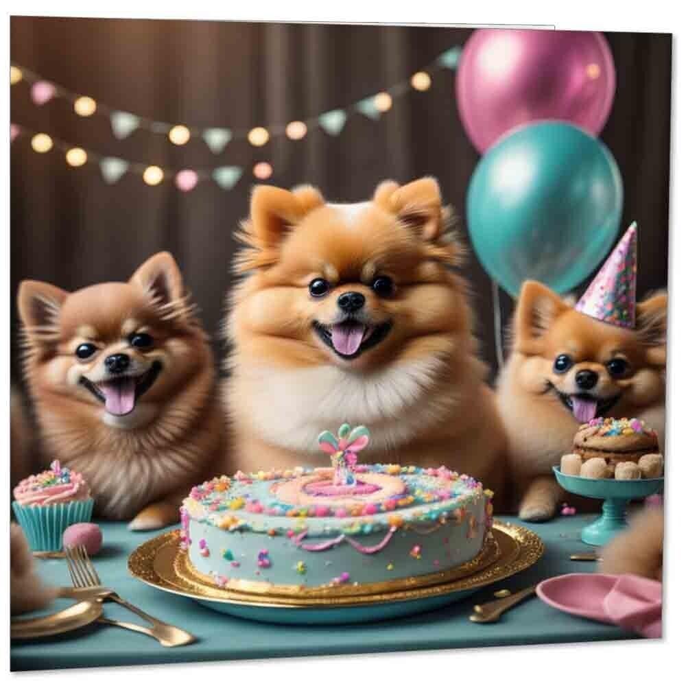 Biglietto di auguri per festa di compleanno con cane, 145 mm x 145 mm