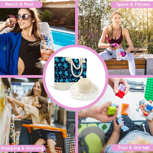 Image of Beach Bag Sun Straw Hat, Tote Bag for Women Friends Travel Gifts, Aloha Bags Waterproof Travel Vacation Essentials