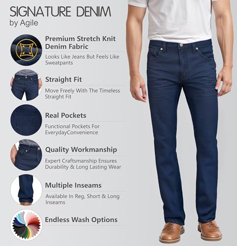 Image of ETHANOL Men's Straight Knit Denim Jeans