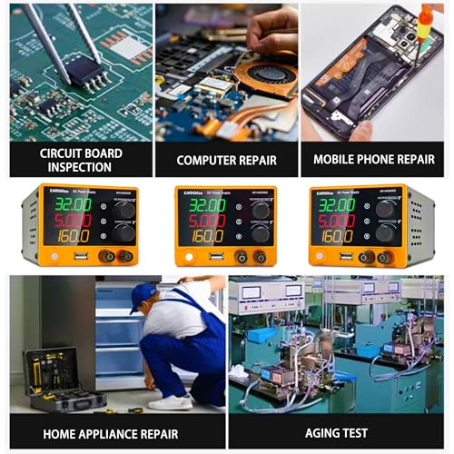 Image of DC Power Supply Variable, 30V 5A Adjustable Lab Bench Power Supply with 4-Digit Display, 18W USB Fast Charging, Output Switch & Protection Adjustment Knob