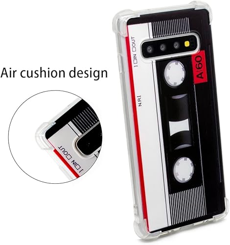 Miniatura 2 de FAteam - Funda para Galaxy S10 Plus con esquinas reforzadas de poliuretano termoplástico (TPU), suave, con cinta de casete de música retro,