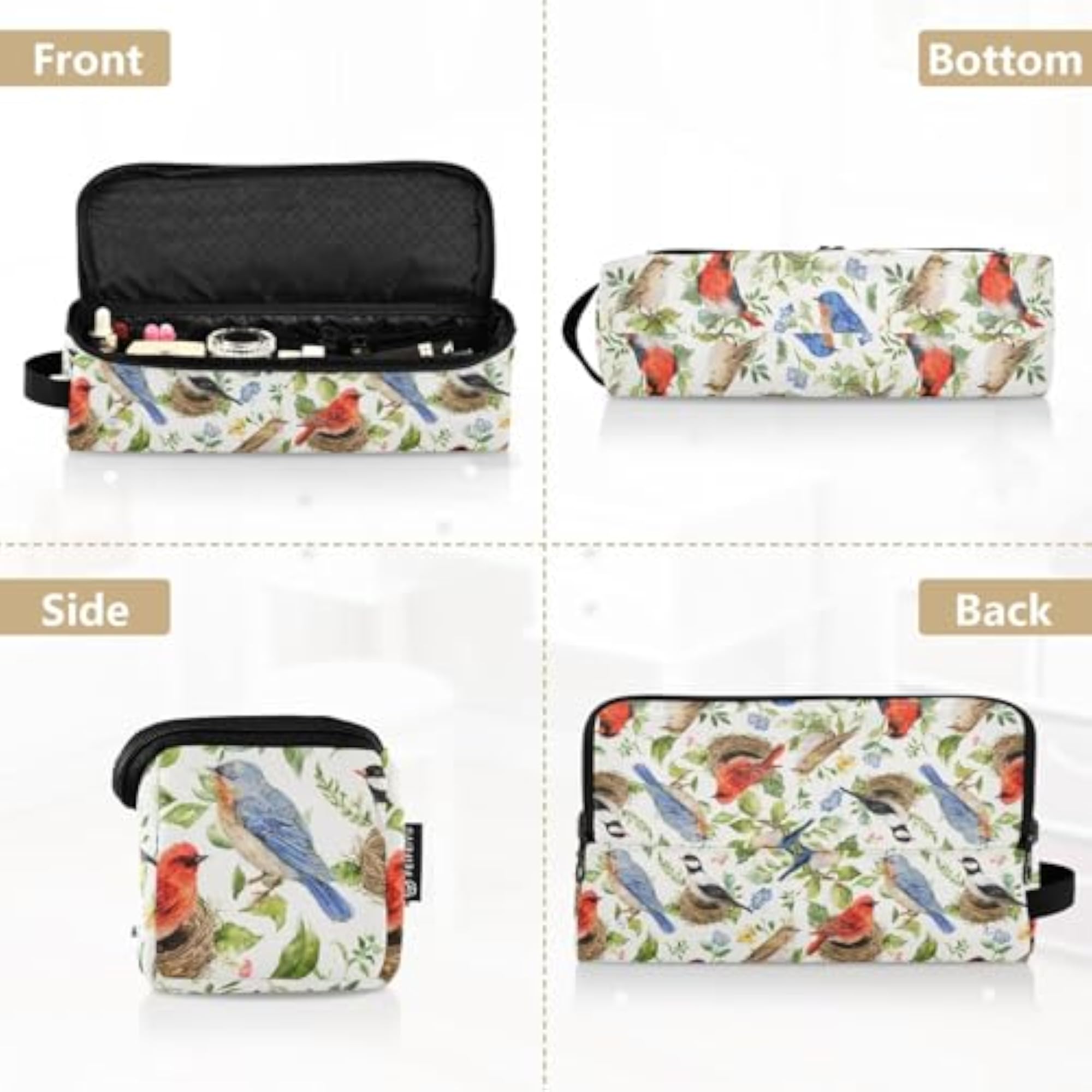 Bird Floral Hair Iron Tools Travel Bag for Women