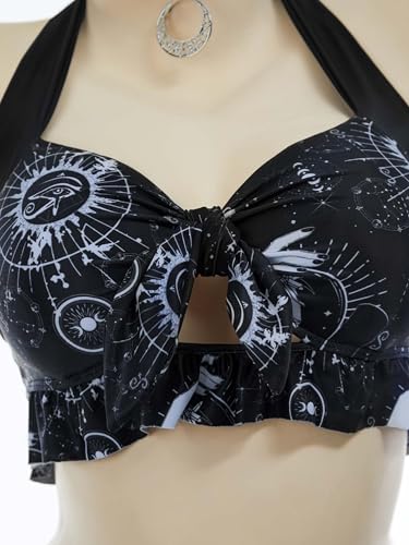 MEOWCOS Goth Bikini Swimsuit Witch Bathing Suit Dark Style Star Moon Gothic Swimsuit4