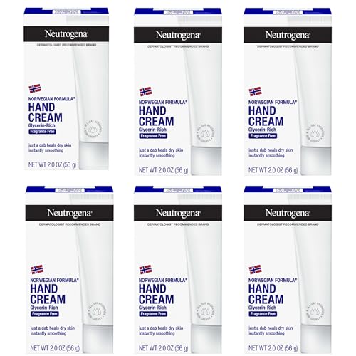 Top 11 Best Moisturizers for Diabetic Dry Skin for Women over 50 (2026) 10 Neutrogena Norwegian Formula Moisturizing Hand Cream & Lotion for Dry Hands, Fragrance Free Glycerin Concentrated Relief, Over 200 Uses, 6 Pack, 2 oz Each (Total 12 Fl Oz)