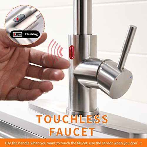 Grifo de cocina extraíble con sensor inteligente Vantor LED níquel 7
