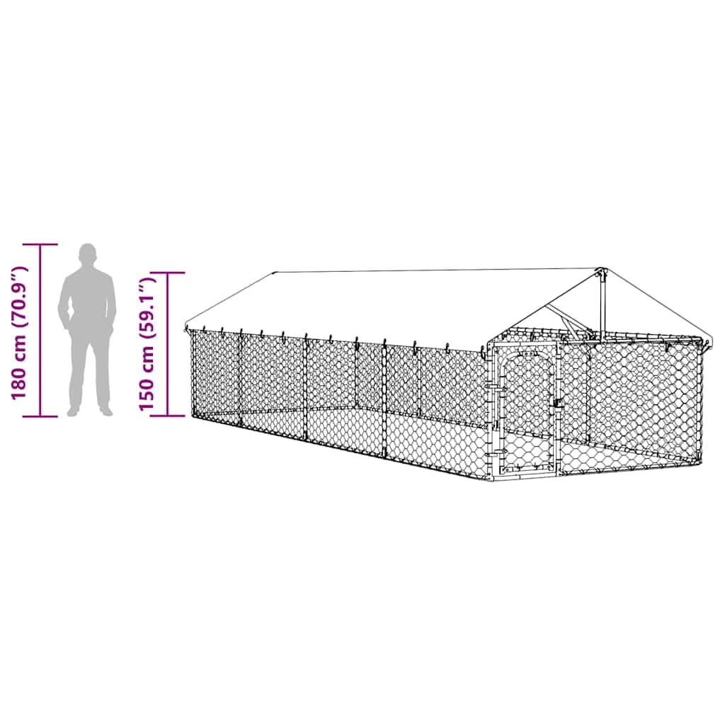 vidaXL Gabbia per Cani da Esterno con Tetto 600x200x150 cm