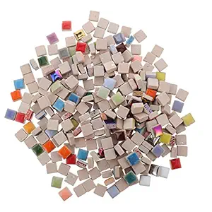 250g Ceramic Mosaic Tiles Square Mosaic Pieces Chips Vases Picture Frames Flowerpots Mosaic Pieces for DIY Crafts Home Decoration Arts'