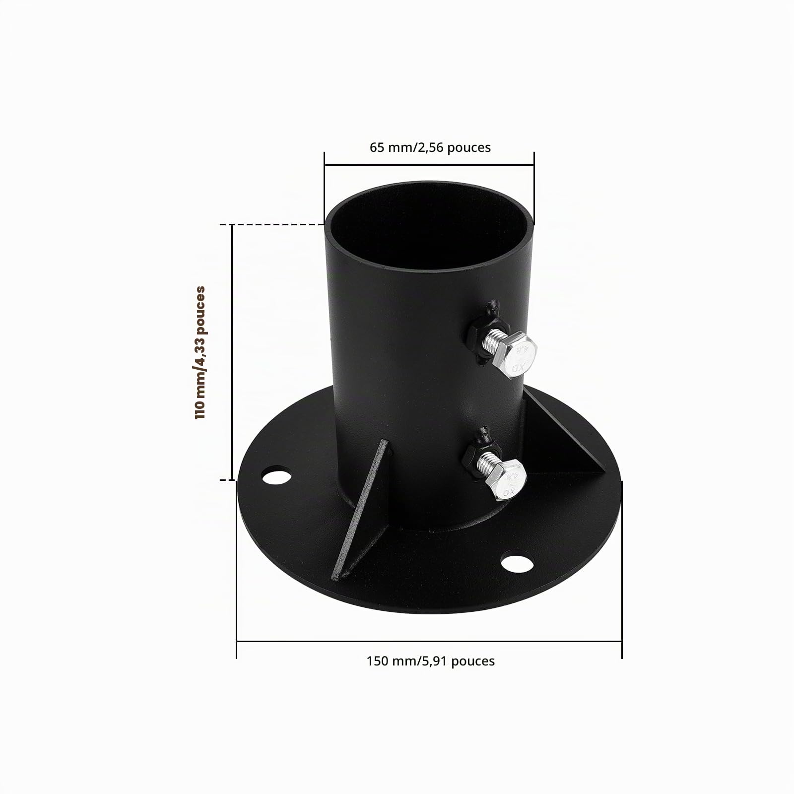 Base de poteau de 65 mm, robuste base de montage pour poteau de clôture, fixation pour échelle de piscine, support de balustrade en métal