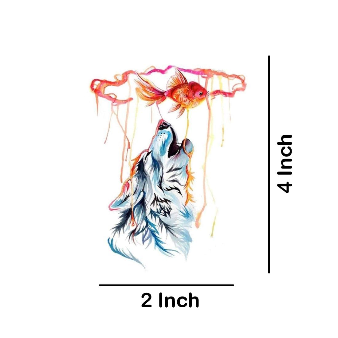 Temporary Tattoowala Fox With Fish Multicolor Temporary Tattoo Stickers For Girls, Men, Women Fake Tattoo Waterproof body Art 1