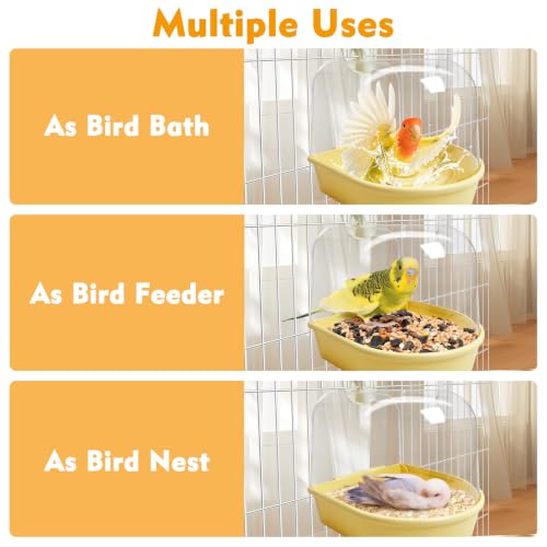 Image of kathson Bird Bath for Cage Budgie Bath Parakeet Shower Bird Cage Accessories for Budgie Cockatiel Lovebird and Other Small and Medium-Sized Birds