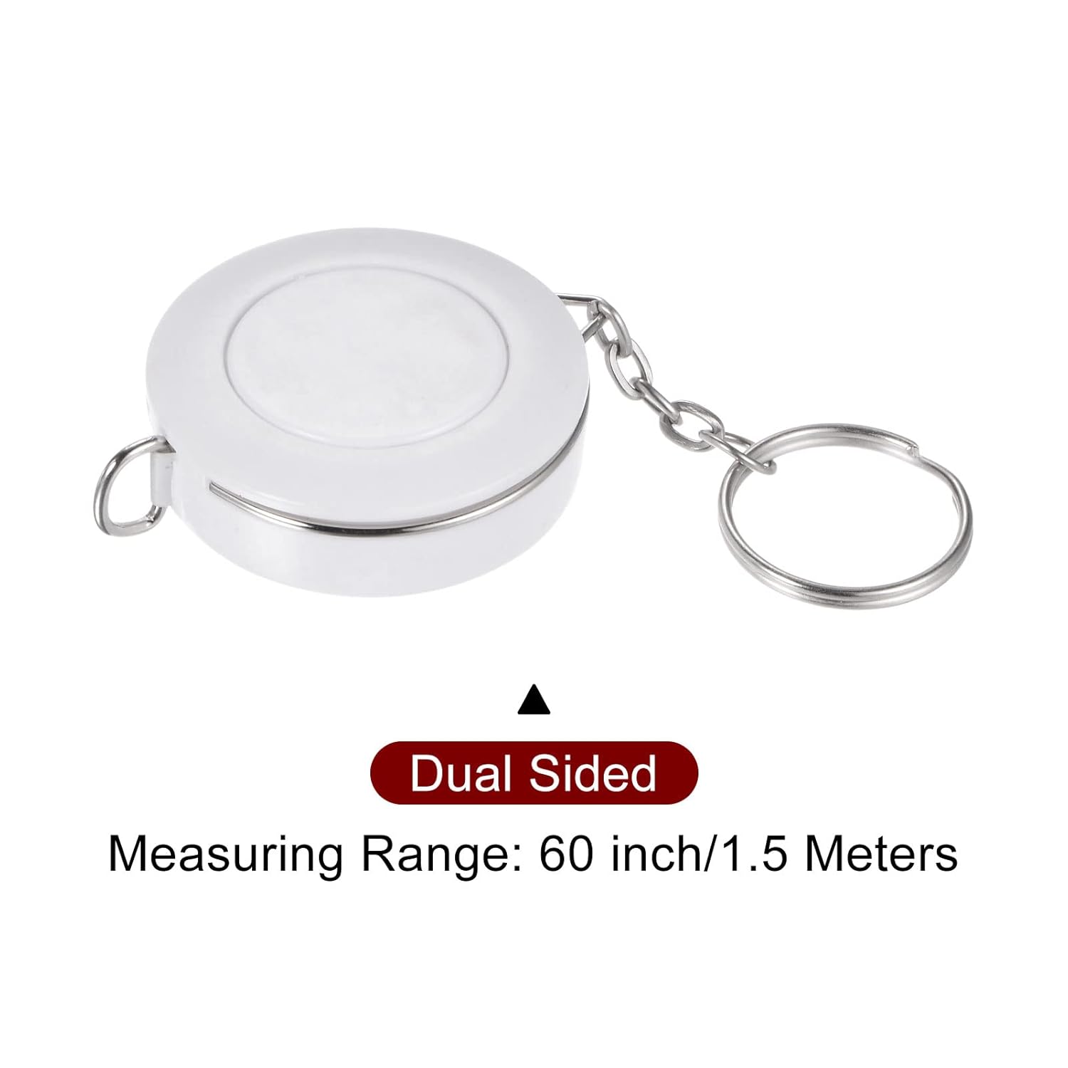 Generic Measuring Tape 1.5M/60-inch Retractable Tailors Tape Measure Pocket Size with Key Chain for Body, Fabric, Sewing and Crafts Measurements, White