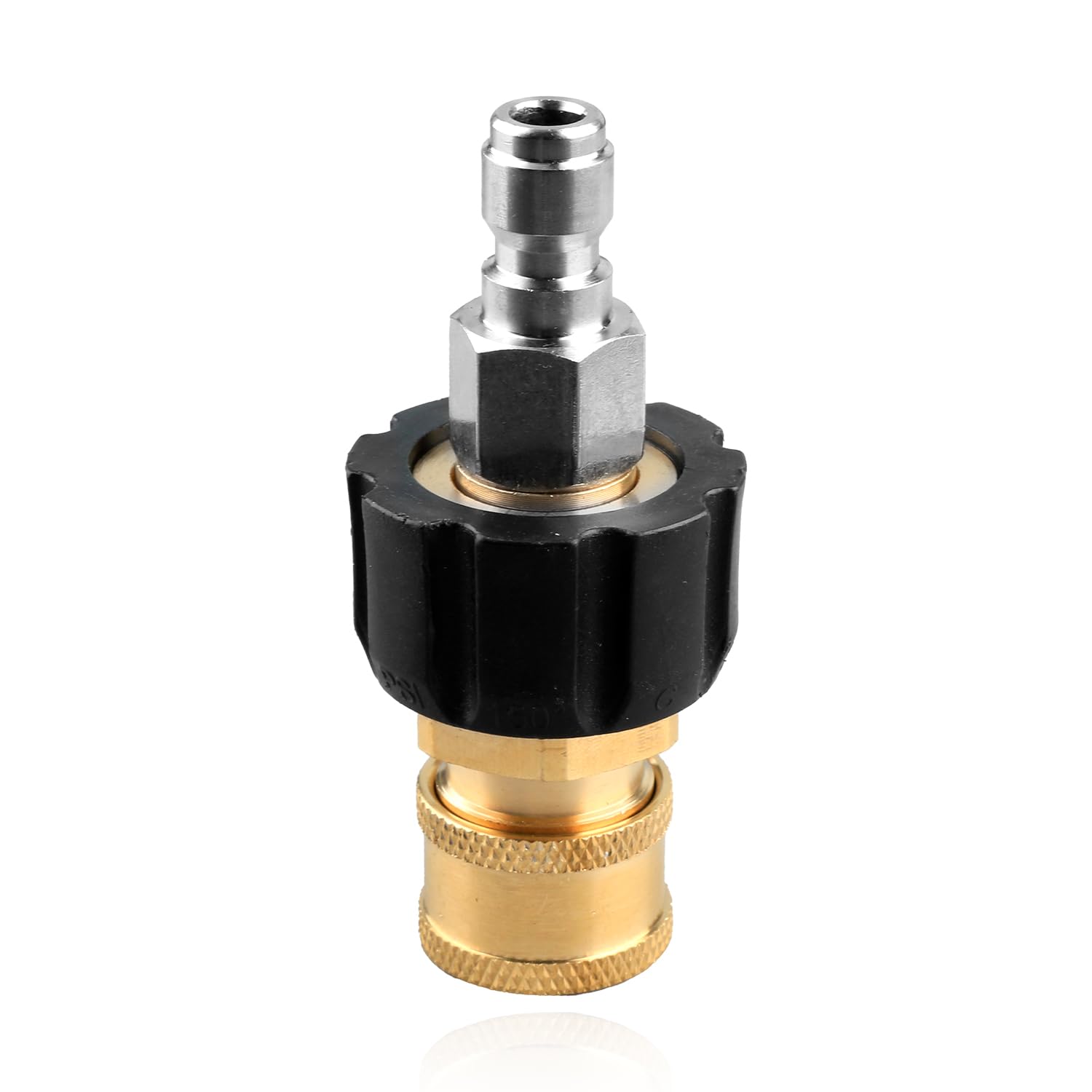 Lotsdonxia M22-14 Pressure Washer Adapter Set, 14mm Stainless Steel & Brass Quick Connect Coupler Kit, Universal Swivel Hose Fitting for High Pressure Washers