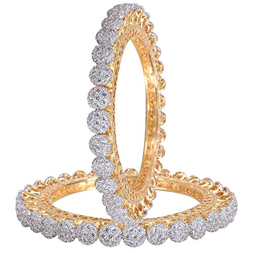 Image of RATNAVALI JEWELS American Diamond Gold Plated CZ /Diamond Pacheli Kada Bangles for Women /Girls RV3191
