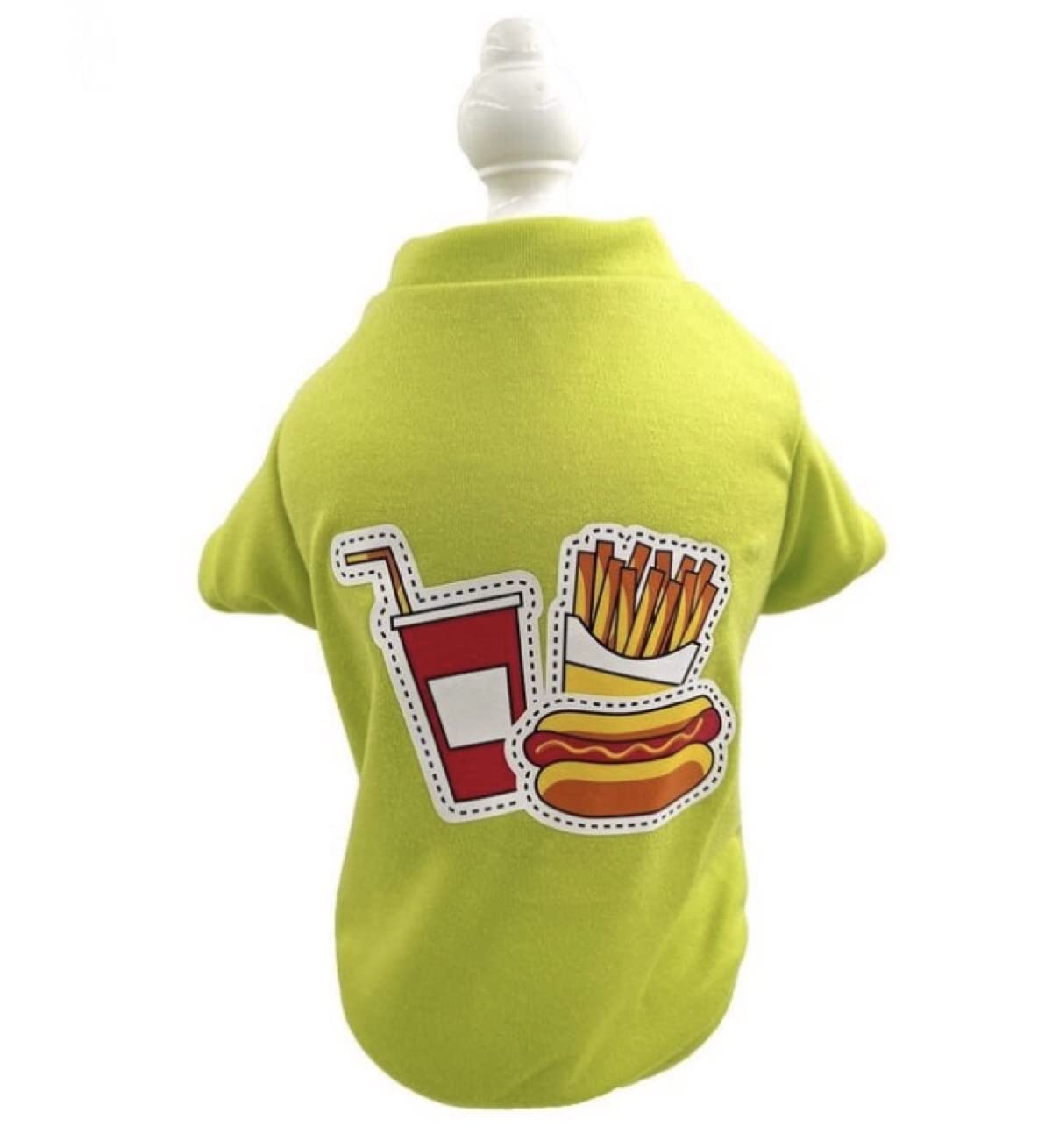 KUTKUT Small Dog & Cat T Shirt | Breathable Burger Coke Printed Half Sleeves Tee Shirt for Small Dogs Maltese, Papillon Shihtzu, Cats (Green, Size: L, Chest Girth 45cm, Back Length 35cm)