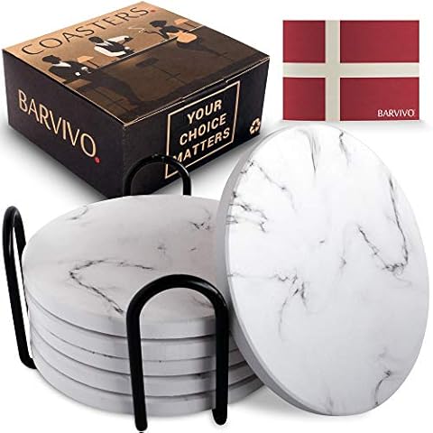 BARVIVO Absorbent Ceramic Coasters Set of 6 Cover
