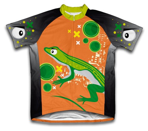 ScudoPro Curious Eyed Lizard Short Sleeve Cycling Jersey for Youth - Size XS Orange