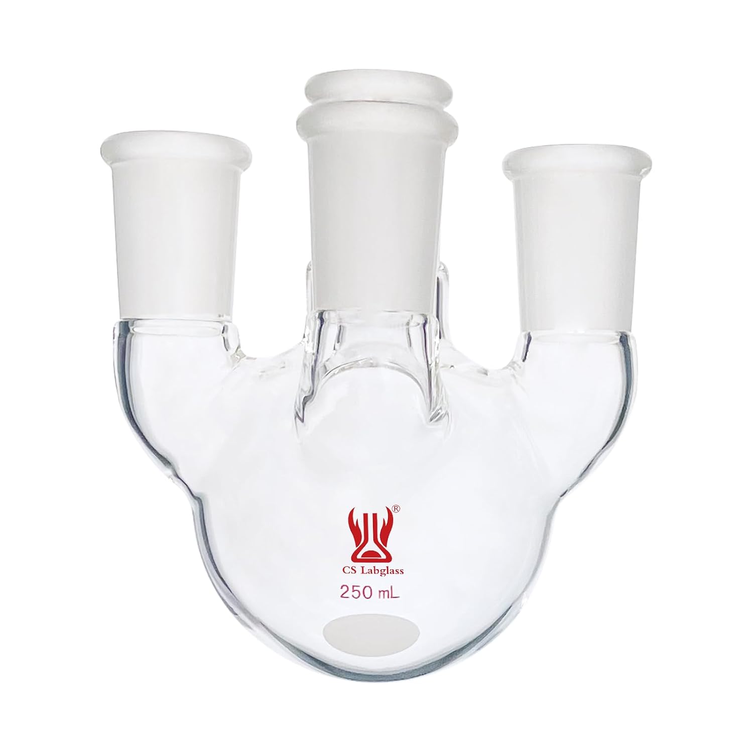 3 Neck Round Bottom Boiling Flask, 250ml with 24/40 Center Joint & Side Joints, Vertical, Chemistry Lab Glassware